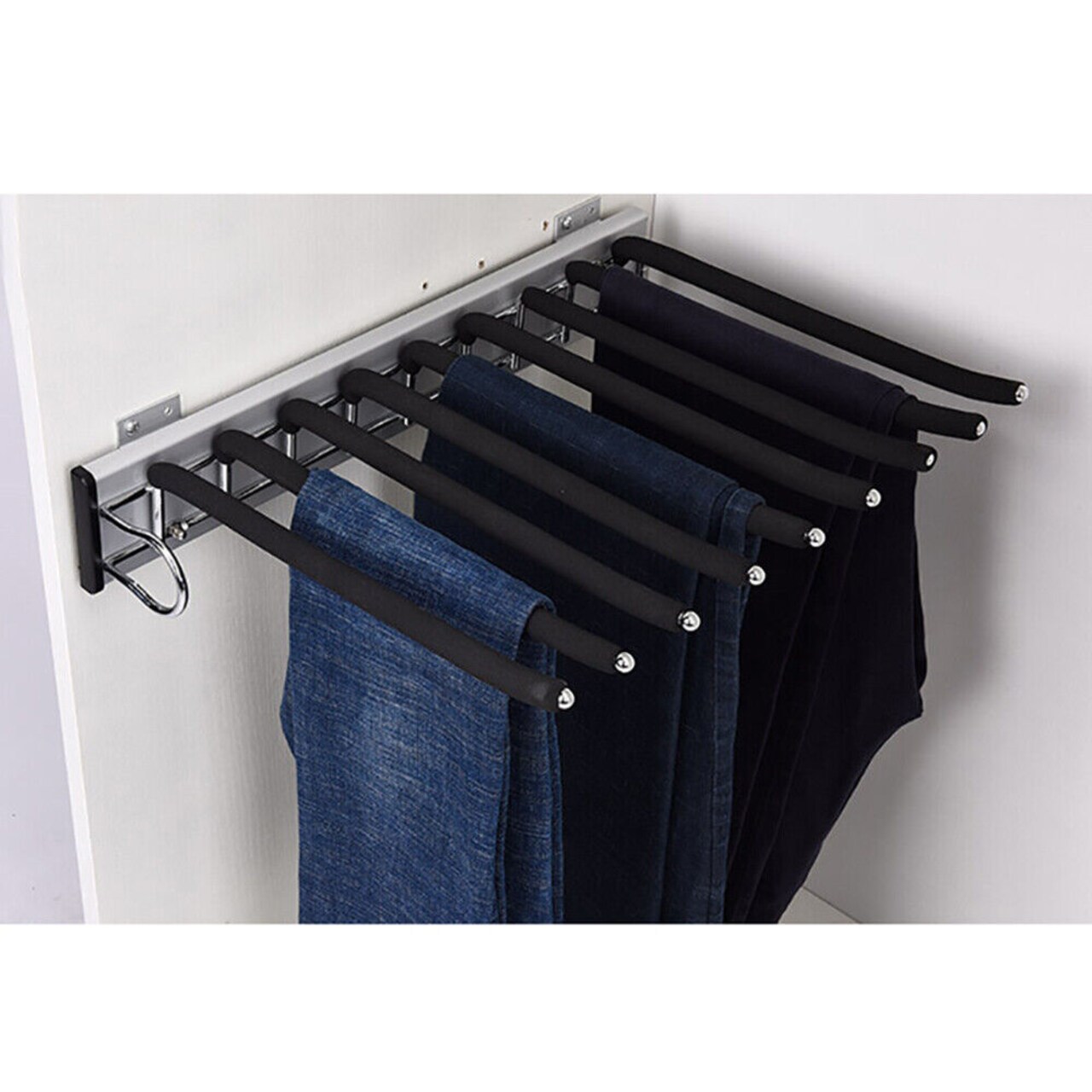 Kitcheniva Stainless Steel Pull Out Trouser Pants Hanger Rack Non-slip